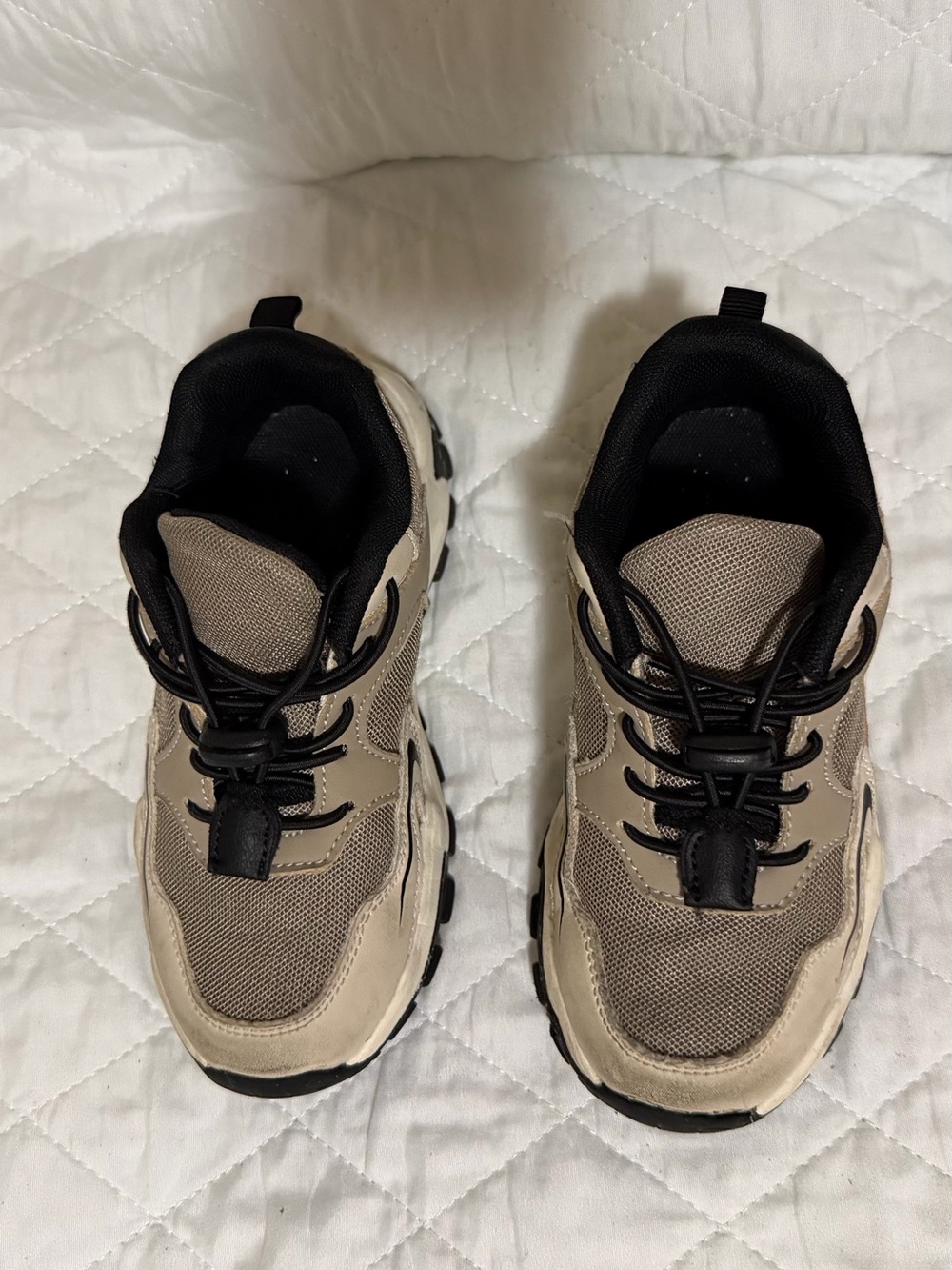 Neutral Tan Mesh Chunky Sneakers